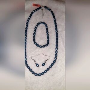 Elegant Blue Pearl Jewelry Set